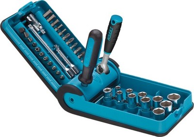 HAZET 856-1HP Smart Case Socket Wrench Set, 38 Pieces, 1/4-Inch (6.3mm)