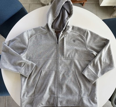 Ariat Emerson Fleece Lined Embroidered Full Zip Hoodie Gray Mens Sz 2XL