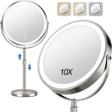 10x Large Lighted Makeup Mirror Height Adjustable Vanity Mirror With 3 Color