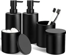 Matte Black Bathroom Accessories Set, 5 Pcs Bathroom Accessories Set, Glass Soap
