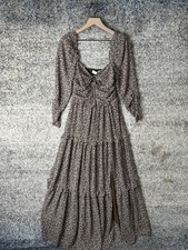 ASTR The Label Dress Womens XS Brown Purple Floral Tiered Maxi Long Sleeve