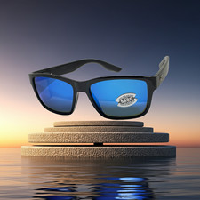 Costa Del Mar Paunch sunglasses shiny black frame blue 580 glass lens