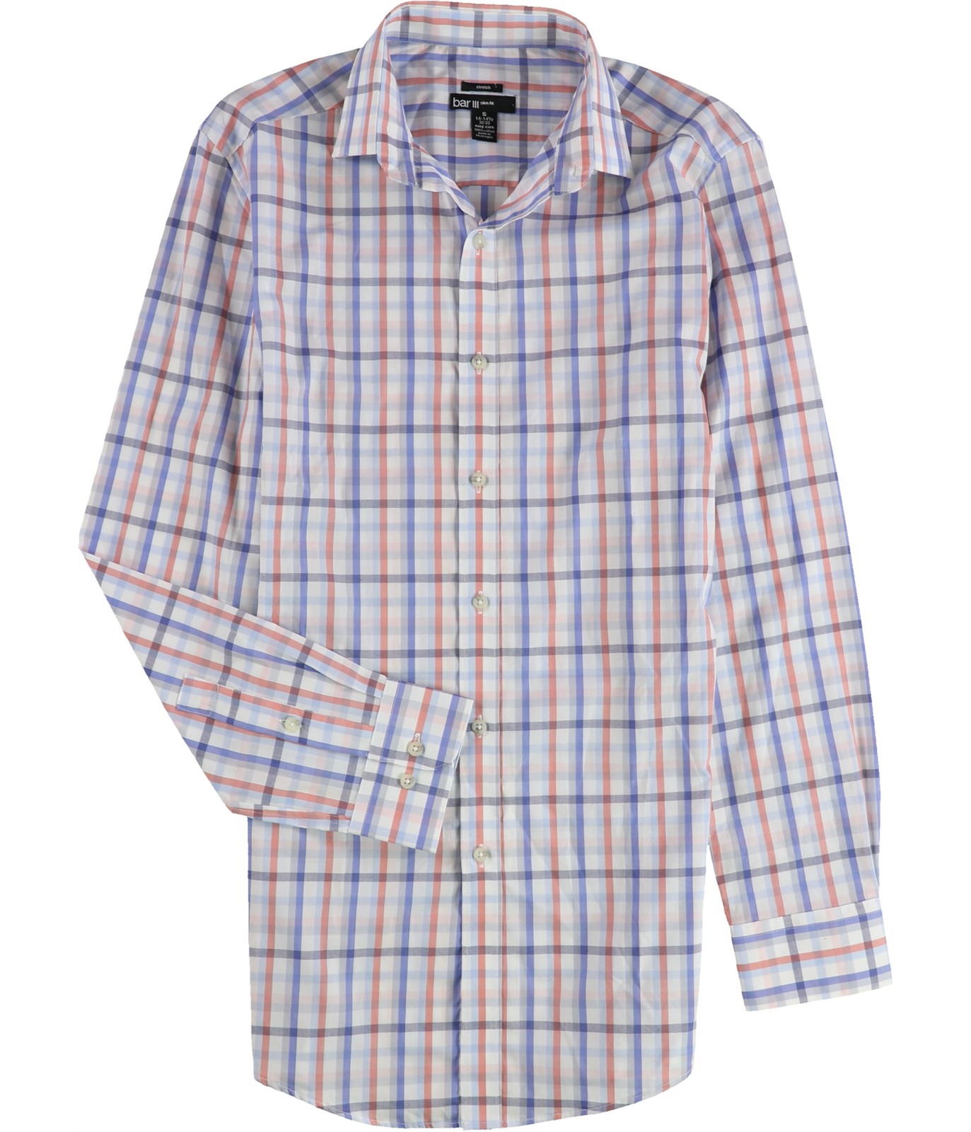 Мужская рубашка в клетку на пуговицах bar III синяя вырез горловины 145 см рукав 32-33 5190₽
