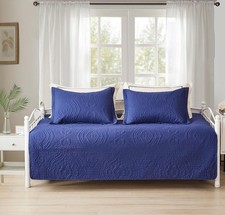 3 Piece Navy Daybed Cover Twin Size Cozy Daybed Sets Bedding Double Sided