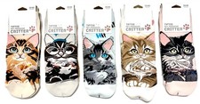 Hyper-Realistic Cat Portrait Novelty Crew Socks, Cotton Blend, 10 Pair Pack