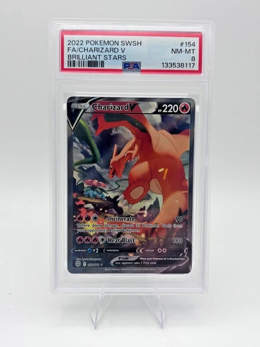 Charizard V (Alternate Full Art) 154/172 Swsh09: Brilliant Stars Holo PSA 8