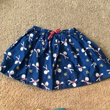 Mini Boden Girls Skirt Size 4-5Y Drummers Novelty Pull On Navy  Tie Waist Elastic