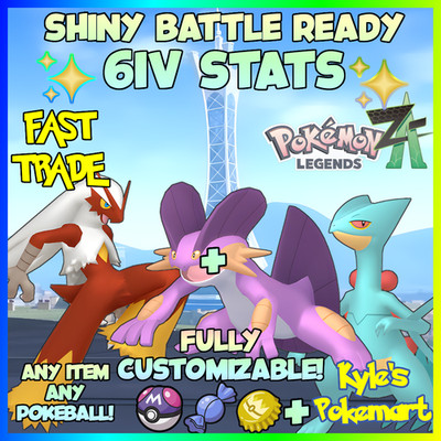 6IV Shiny Swampert + Blaziken + Sceptile 3 Pack Pokemon Legends ZA (Legends Z-A)