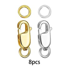 8x Lobster Claw Clasp Accessories Fastener Hook with Closed Jump Rings Necklace