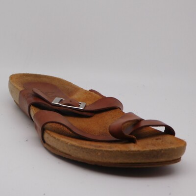 Yokono Footwear Causal Leather Sandal Flats Buckle Toe Loop Slip On Logo  Size