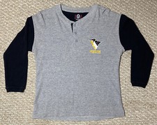 Vintage Penguins Hockey 3/4 Raglan Knit Button Up Small