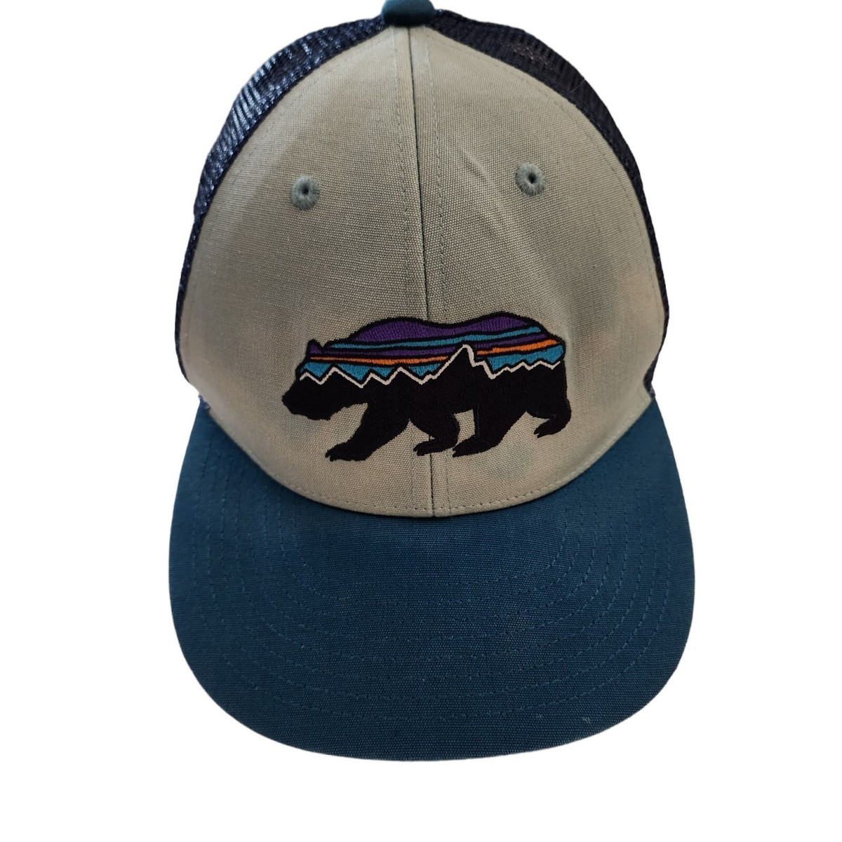 Patagonia Fitz Roy Bear Trucker Hat Snapback Organic Cotton Mesh