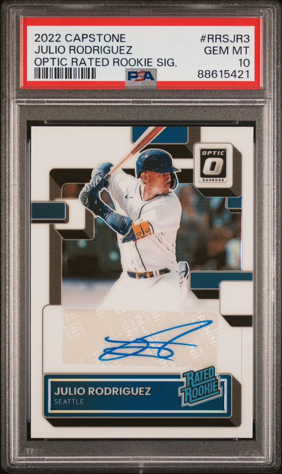 2022 Capstone Optic Rated Rookie Signature PSA 10 Julio Rodriguez