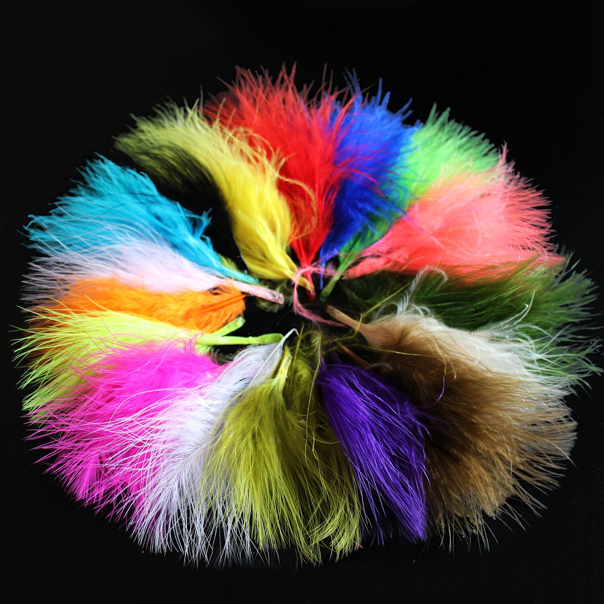 100 pcs Turkey Marabou Blood Feathers Woolly Bugger Streamers Fly