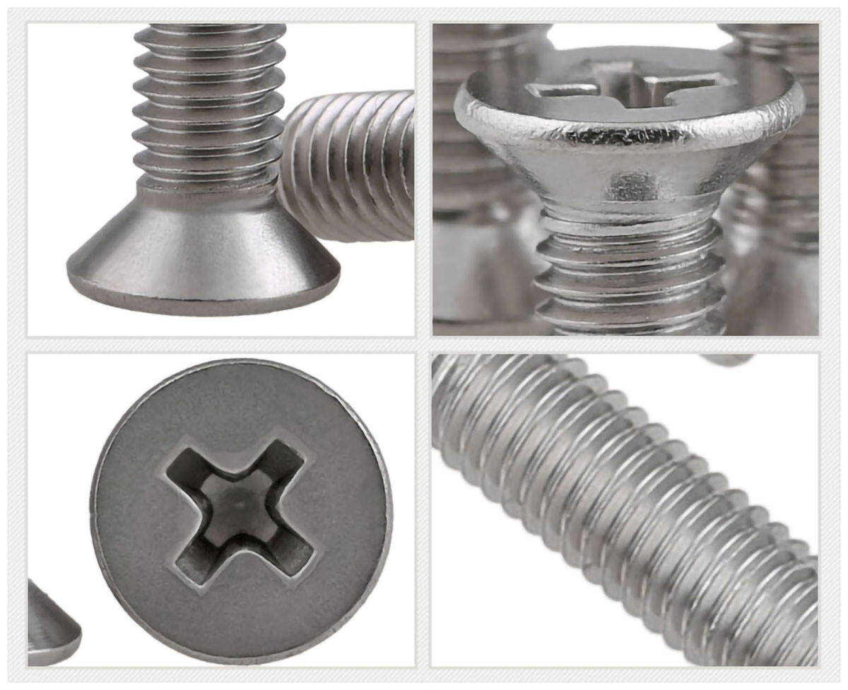 100-Pack M2 X 14mm Phillips Flat Head Machine Screws - A2 Stainless Steel, Full Thread