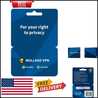 Mullvad 12-Month VPN - Comprehensive Privacy for 5 Devices, No Data Collection