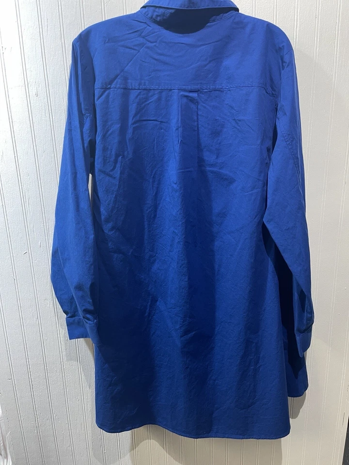 Blusa túnica con botones Y2K Joan Rivers extra larga en la espalda en azul boho talla L Foto 3 de 4