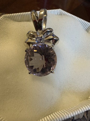 Gems Tv Dusky Pink Rose De France Amethyst & Tanzanite 9k White Gold Pendant - 第 5/13 張圖片