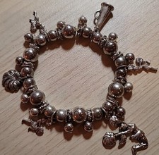 Cheerleader Charm Bracelet Silver Toned Stretch