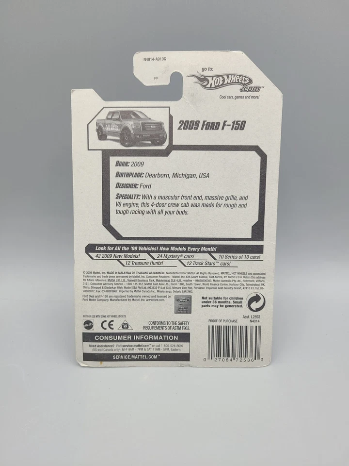 HOT WHEELS 2009 NEW MODELS #11 09 FORD F-150 N4014 Mattel 2008 grey silver gray - Image 3 of 3