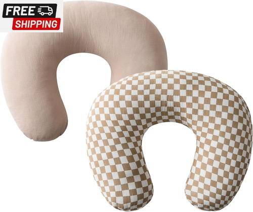 2 Pack Muslin Nursing Pillow Covers, Soft and Adorable Nursing Cover for Breastf