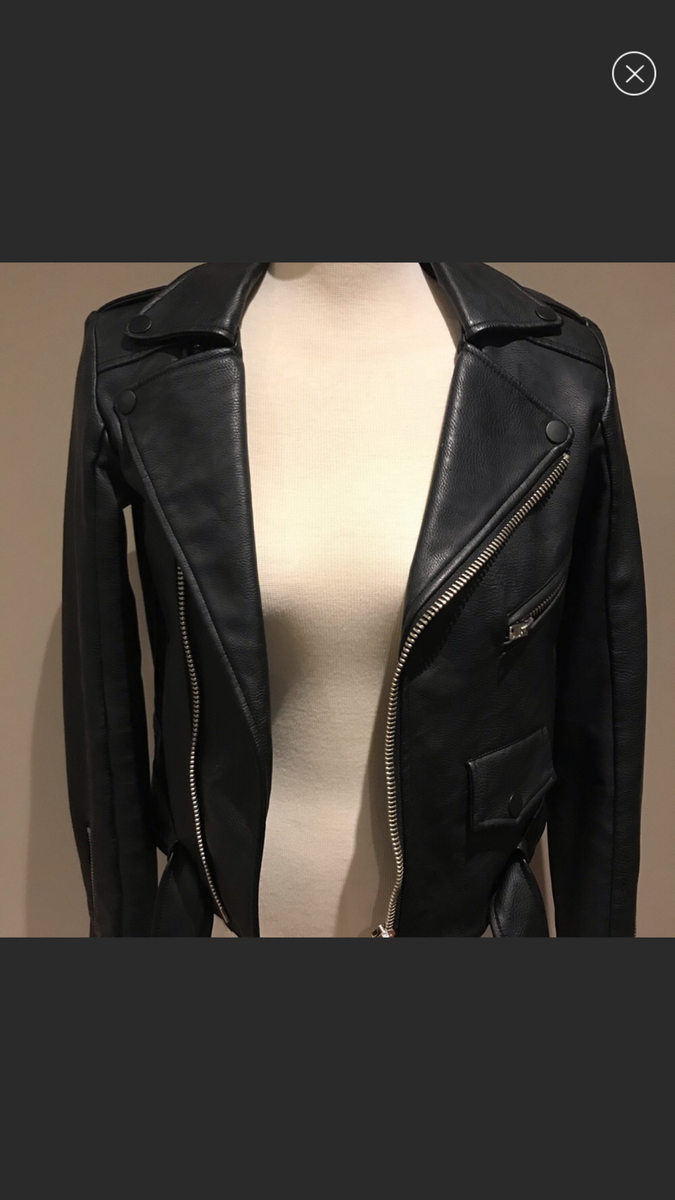 UNIF Vegan Black Leather Moto Jacket with Detachable Collars | eBay