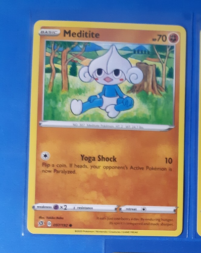 2x Medicham 098/192 (1 reverse holo) & 3x Meditite 097/192 Rebel Clash NM - Bild 2 von 2
