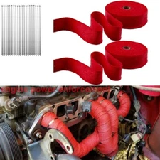 2 Roll x 2" 50FT Red Exhaust Thermal Wrap Manifold Header Fiberglass Heat Tape