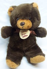 VINTAGE Dan Dee SPECIAL TOUCH BROWN TEDDY BEAR 12" Plush Stuffed Animal Toy 80's
