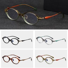 Men Women Classical Oval Metal Spectacles Light Frame Anti-blue Clear Lens