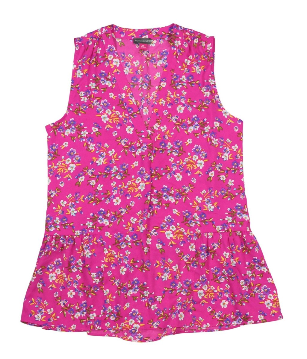 Vince Camuto Floral Print V-Neck Sleeveless Women's Tank Top