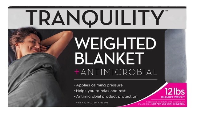 Tranquility Weighted Blanket 12lb, 48" x 72", Gray***NEW***FREE