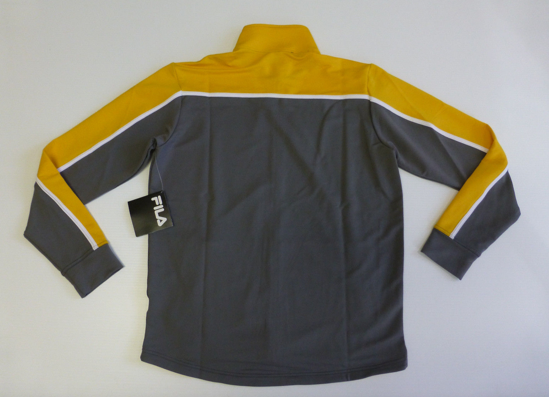 Giacca atletica da uomo Fila taglia large grigia e gialla fila anteriore pista nuova difettosa