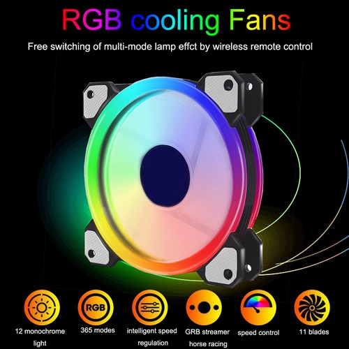 Mit Kontroller PC RGB Gehäuse Lüfter Gehäuse Lüfter Gehäuselüfter Case Fan Set - Afbeelding 6 van 14