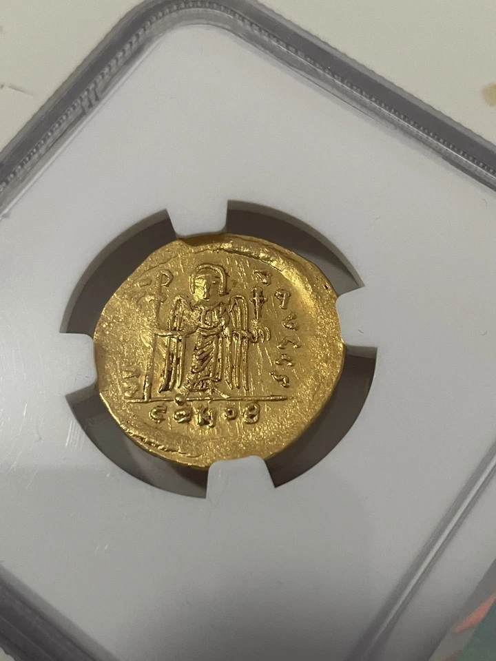 EMIBOR T12-7 .1 SOLIDO DE ORO.PHOCAS IMP. BIZANTINO, ENCAP NGC COMO CH AU 4,5 g - Imagen 4 de 4