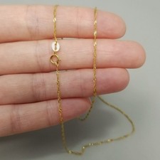 Vintage 9k Yellow Gold Singapore Chain Necklace 17 Inch Long Spring Ring Italy