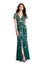 nwt Adrianna Papell Bohemian Floral Beaded Gown in Teal 2 $499