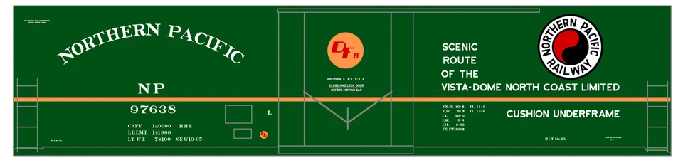 K4 HO Scale Decals Northern Pacific 50 Ft Plug Door Boxcar White and Orange - Image 3 of 3