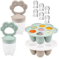 Baby Fruit Food Feeder  Freezer Tray Set 4 M  Green/Almond 