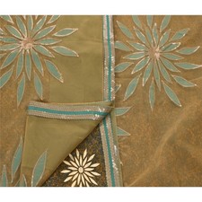 Sanskriti Vintage Sarees Hand Embroidery Georgette Craft Fabric Premium Sari