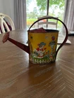 Vintage J Chein Tin Litho Watering Can Girl in the Garden
