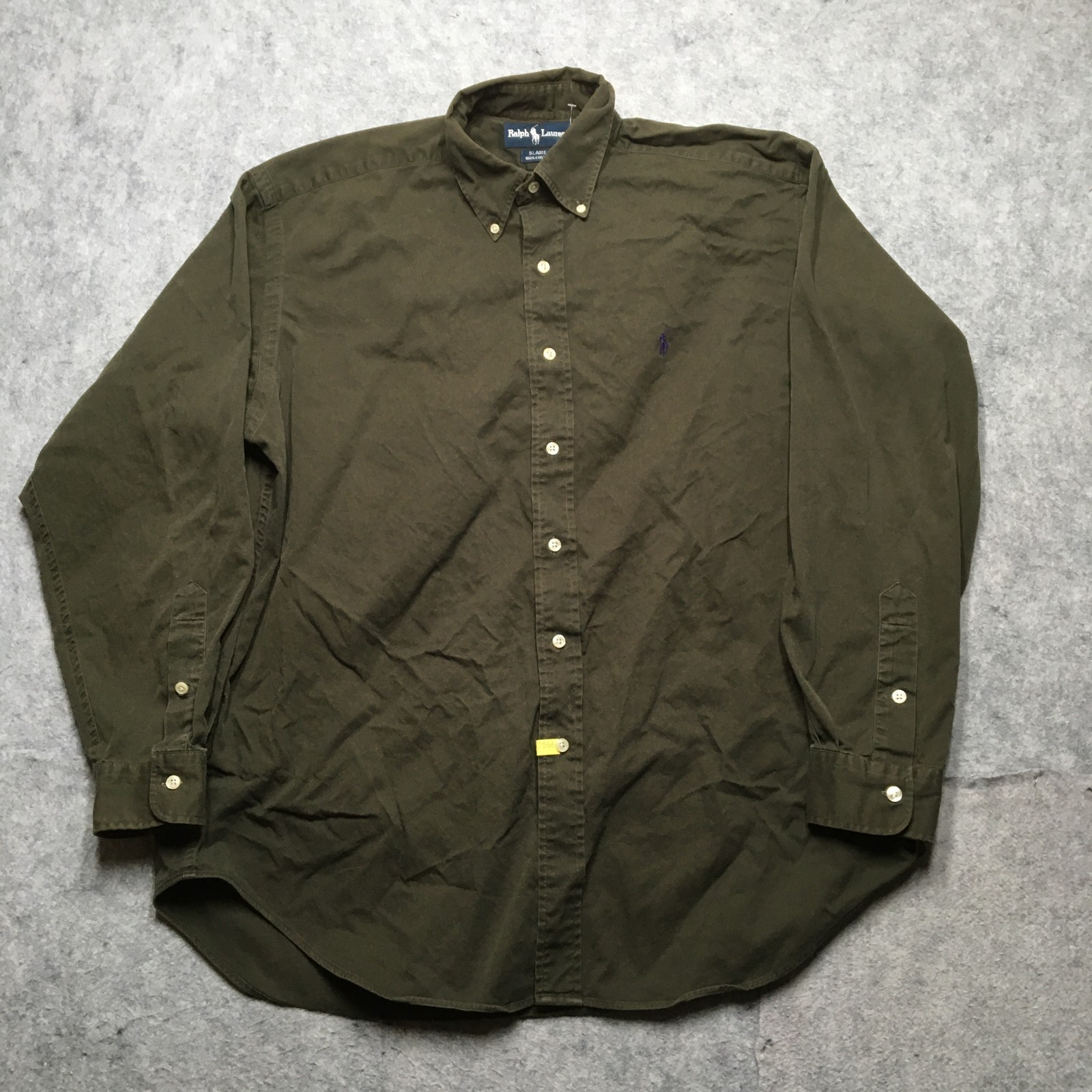 Vintage Ralph Lauren Blaire Shirt Mens Large L Olive Green Twill Pony Cotton