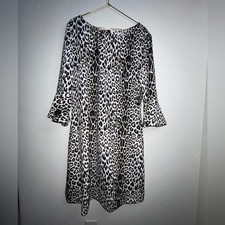 New York & Company Black and White Leopard Shift Dress