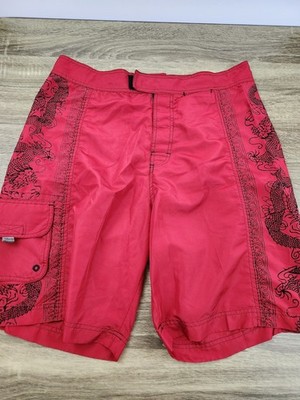 Third Coast Swim Surf Board Shorts Men's 36 Red Cargo Pocket Embroidered Beach