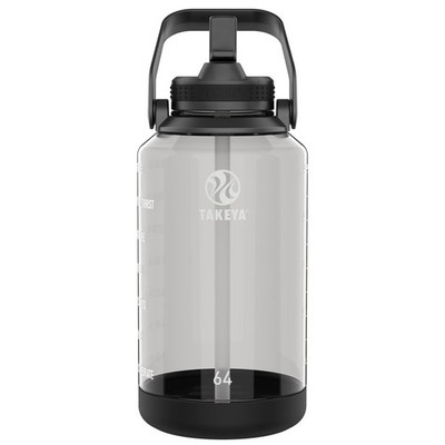 Takeya Tritan Motivational Straw Bottle Trinkhalmverschluss, 1,9L, Stormy Black