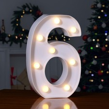 LED Marquee Light Up Number 6 Sign Night Light Wedding Birthday Party Decor