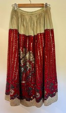 Early 1900's Vintage Heavy Mexico Pobloma Heavely Beaded Circle Skirt