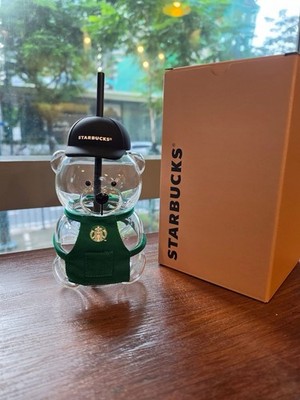 Starbucks Bearista Glass Cup 25 oz Philippines Exclusive Green Apron with Box