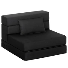 HOMCOM Folding Sofa Bed, Sleeper Chair with Pillow, Black