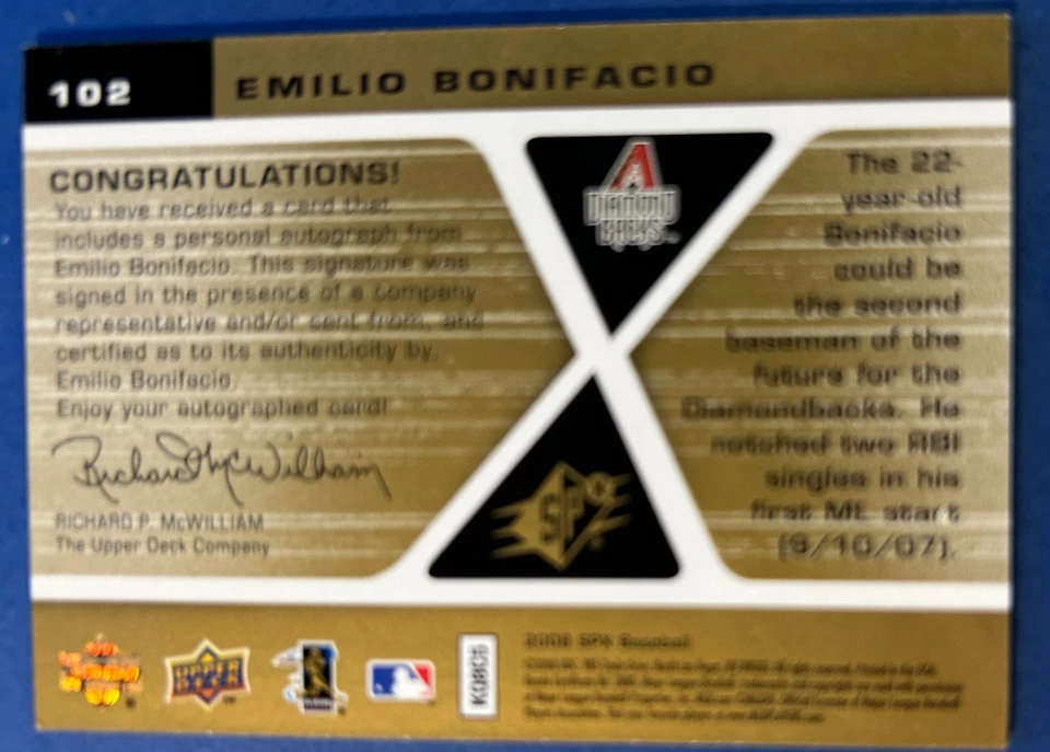 2008 Upper Deck SPx Rookie Signature Emilio Bonifacio - Image 2 of 2